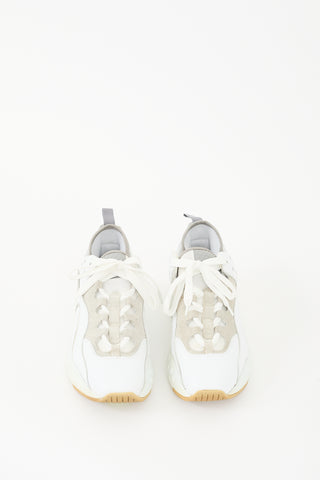 Acne Studios White 
Grey Leather Rockaway Sneaker