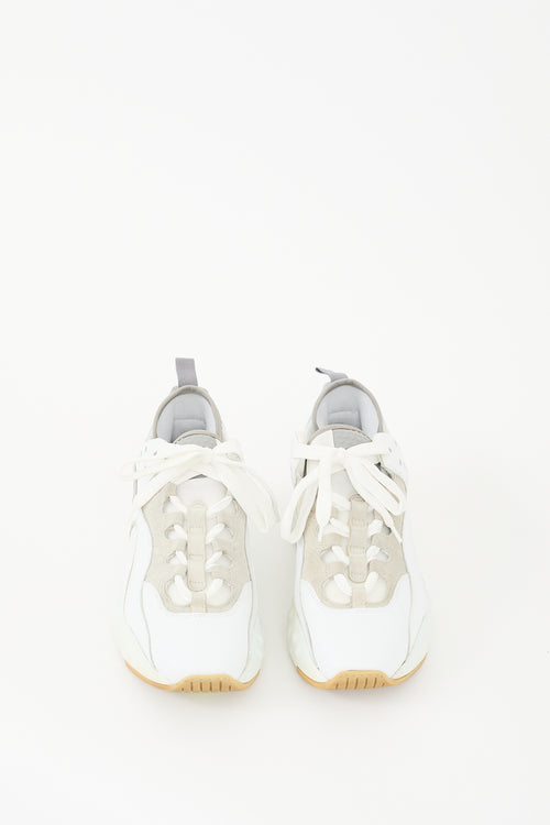 Acne Studios White 
Grey Leather Rockaway Sneaker