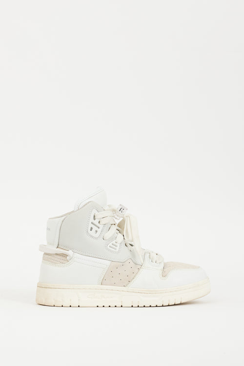 Acne Studios White 
Grey Leather 
Suede High Top Sneaker