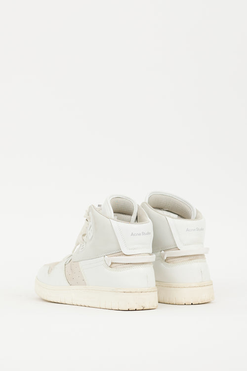 Acne Studios White 
Grey Leather 
Suede High Top Sneaker