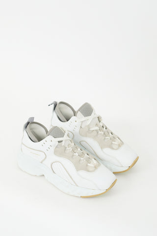 Acne Studios White 
Grey Leather Rockaway Sneaker