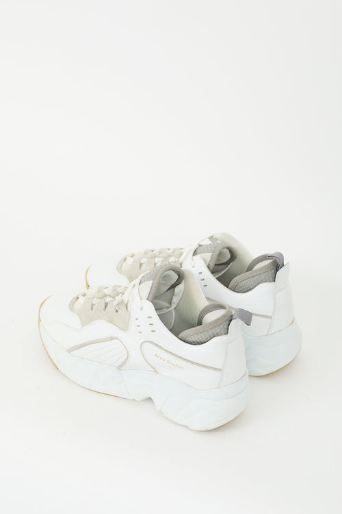 Acne Studios White 
Grey Leather Rockaway Sneaker