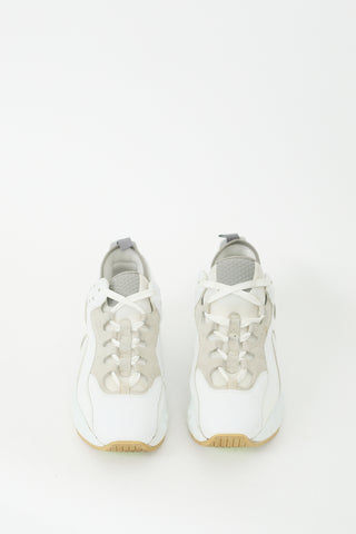 Acne Studios White 
Grey Leather Rockaway Sneaker