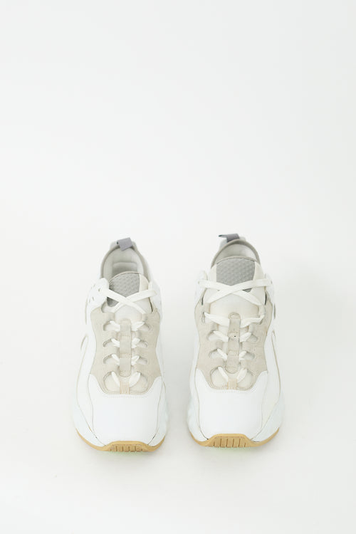 Acne Studios White 
Grey Leather Rockaway Sneaker