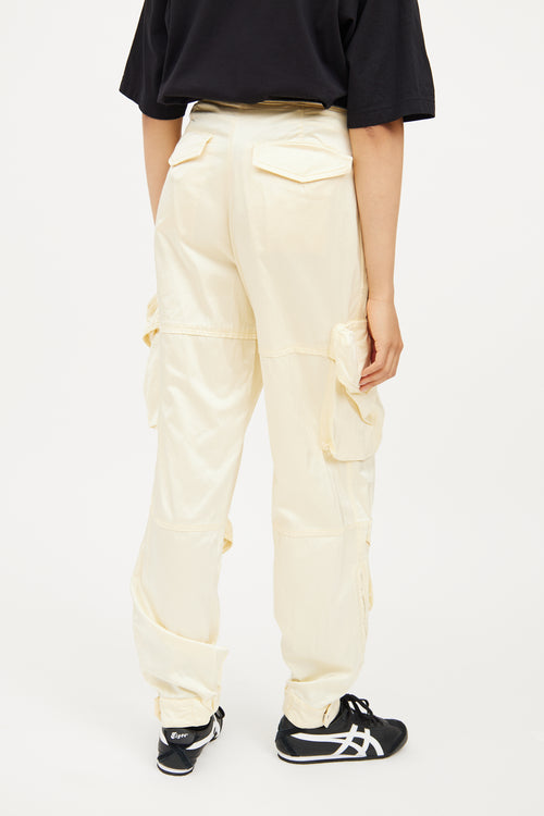 Acne Studios Yellow Zip Satin Cargo Pant