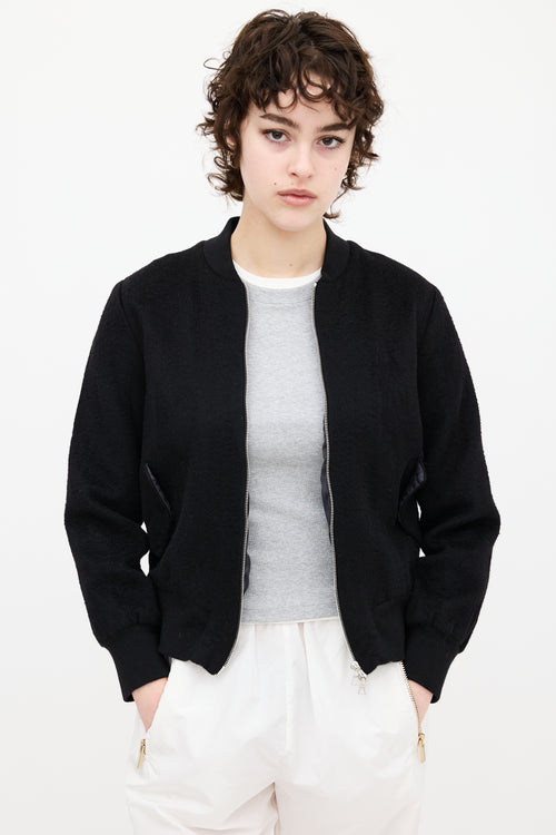 Adam Lippes Black Cashmere Bomber Jacket