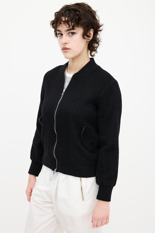 Adam Lippes Black Cashmere Bomber Jacket