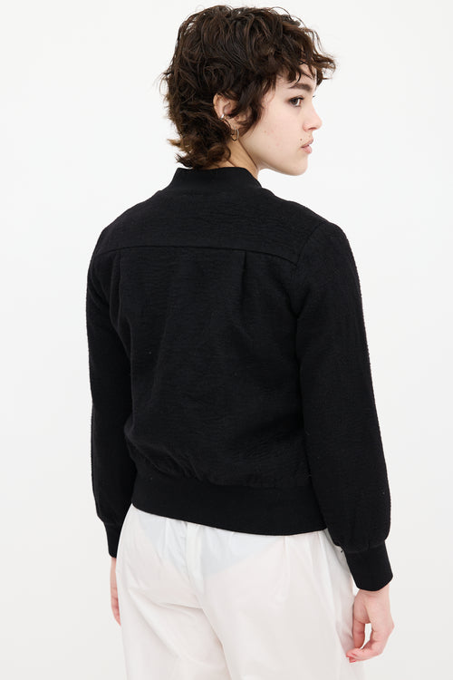 Adam Lippes Black Cashmere Bomber Jacket