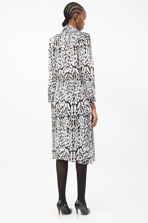 Adam Lippes Black 
Multicolour Fil Coupé Pleated Midi Dress