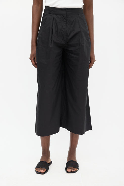 Adam Lippes Black Wide Leg Culotte Trouser