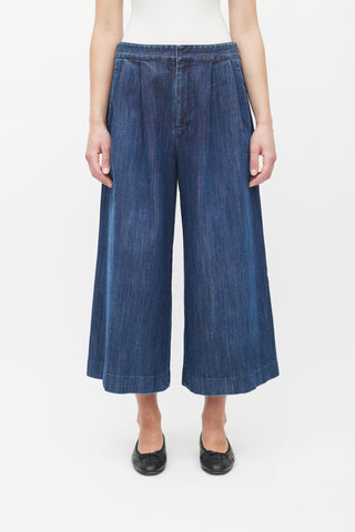 Adam Lippes Blue Dark Wash Wide Leg Capri