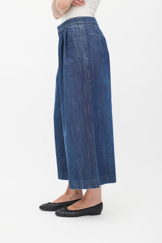 Adam Lippes Blue Dark Wash Wide Leg Capri