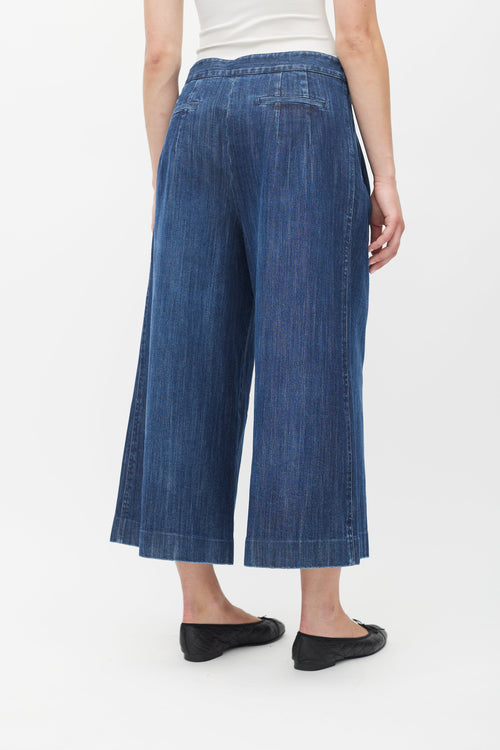 Adam Lippes Blue Dark Wash Wide Leg Capri