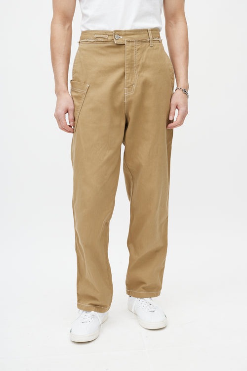 Ader Error Beige Contrast Stitch Trouser