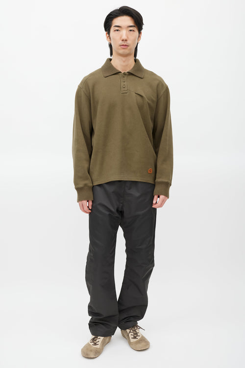 Ader Error Olive Ribbed Knit Polo