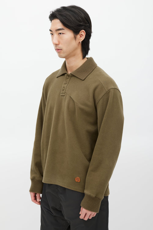 Ader Error Olive Ribbed Knit Polo