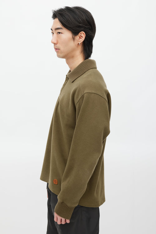 Ader Error Olive Ribbed Knit Polo