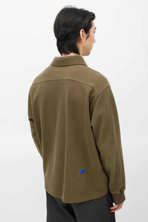 Ader Error Olive Ribbed Knit Polo