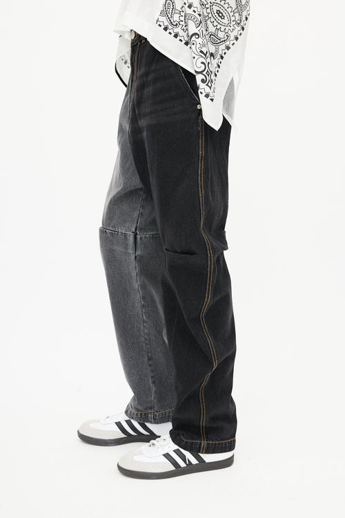 Ader Error Black 
Grey Eclipse Panelled Denim Jeans