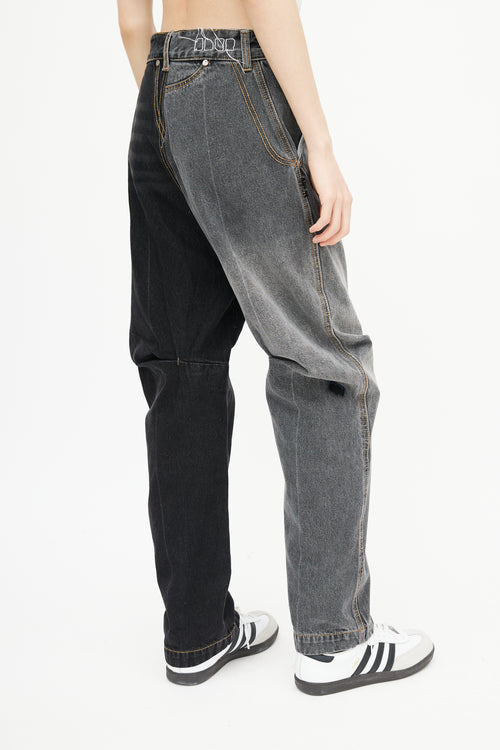 Ader Error Black 
Grey Eclipse Panelled Denim Jeans