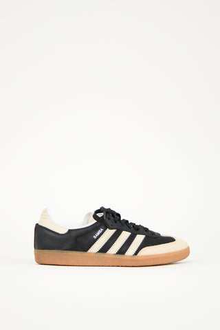 Adidas Cream 
Black Suede Samba Sneaker