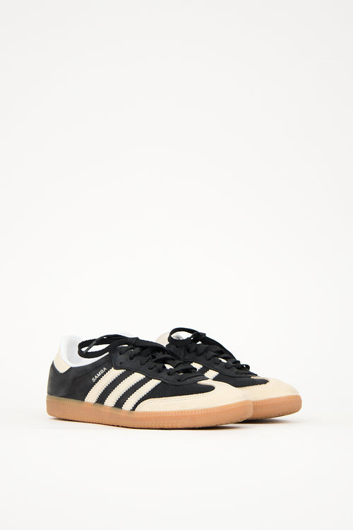 Adidas Cream 
Black Suede Samba Sneaker