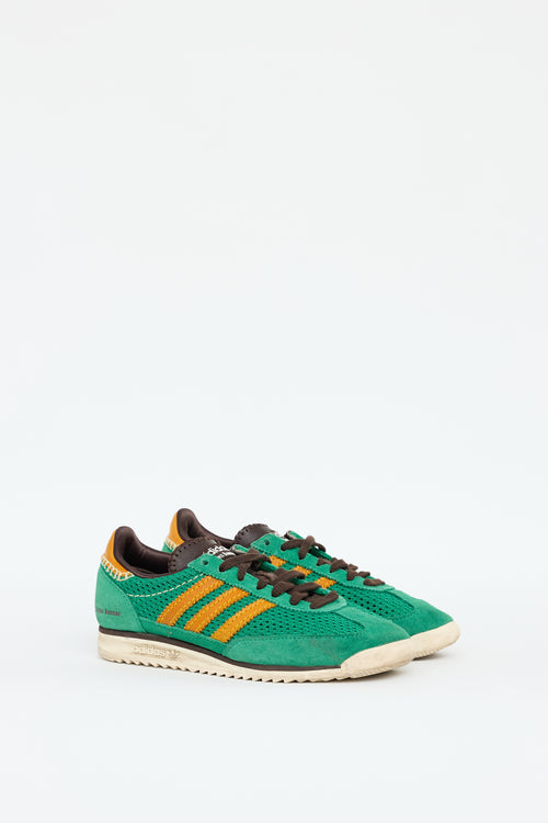 Wales Bonner X Adidas Green 
Brown Knit SL72 Sneaker