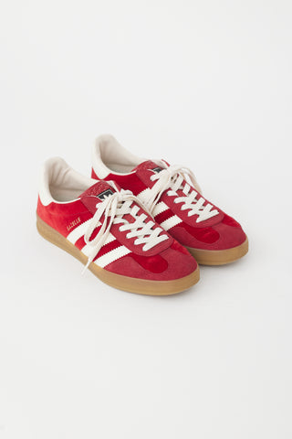 Gucci X Adidas Red Velvet 
Suede Gazelle Sneaker