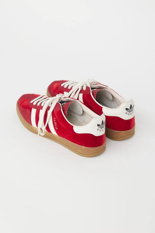 Gucci X Adidas Red Velvet 
Suede Gazelle Sneaker