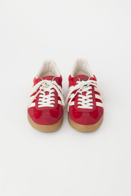 Gucci X Adidas Red Velvet 
Suede Gazelle Sneaker