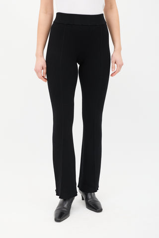 Aeron Black Ribbed Knit Flared Pant