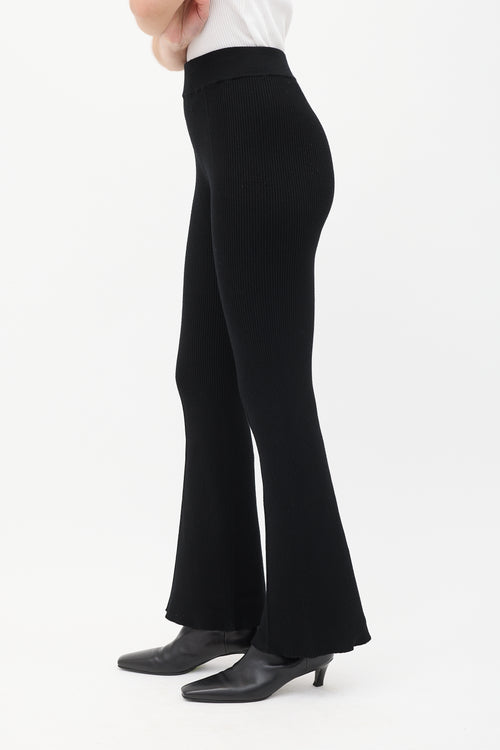 Aeron Black Ribbed Knit Flared Pant