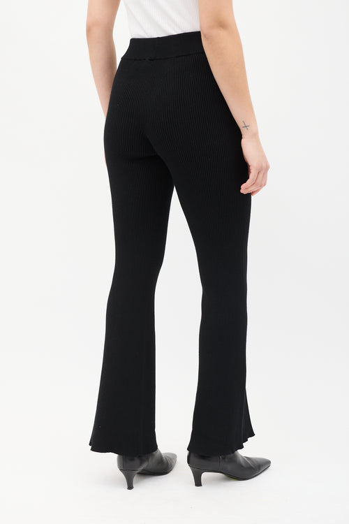 Aeron Black Ribbed Knit Flared Pant