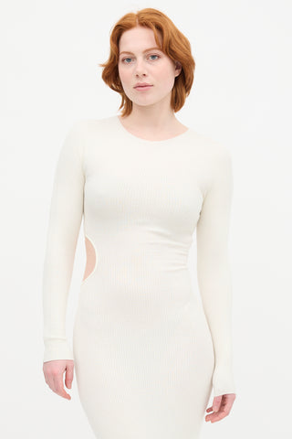 Aeron Cream Ribbed Cutout Dress