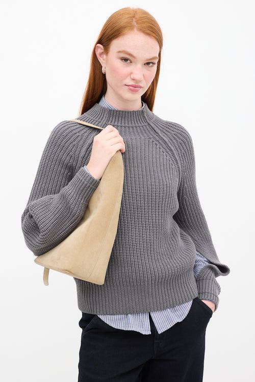 Aesther Ekme Beige Suede Demi Lune Bag