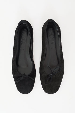 Aeydē Black Suede Delfina Ballerina Flat