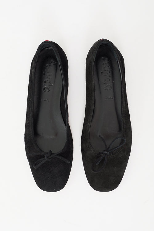 Aeydē Black Suede Delfina Ballerina Flat