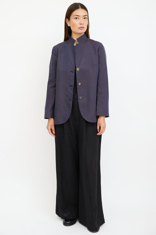 Agnona Navy 
Brown Textured Blazer