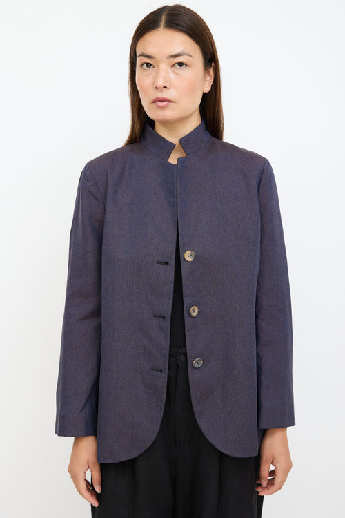 Agnona Navy 
Brown Textured Blazer