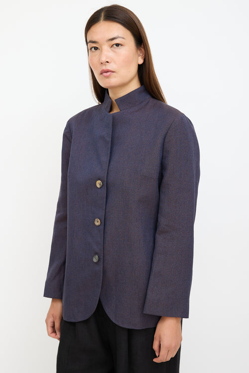 Agnona Navy 
Brown Textured Blazer