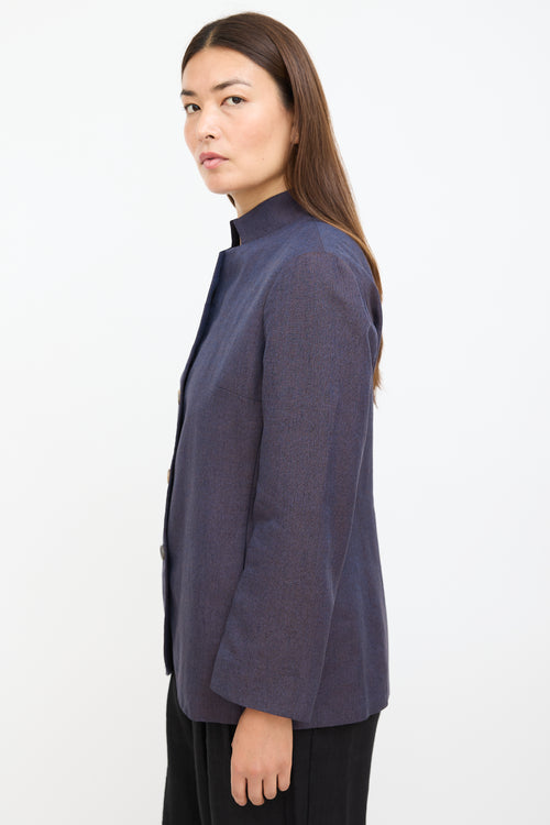 Agnona Navy 
Brown Textured Blazer