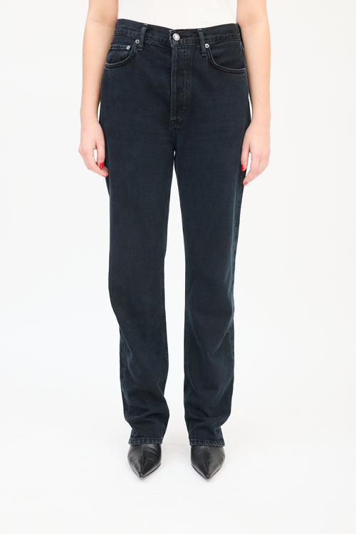 Agolde Black High Waist Straight Leg Jeans