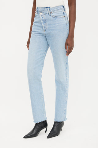  Light Wash Criss Cross Jeans