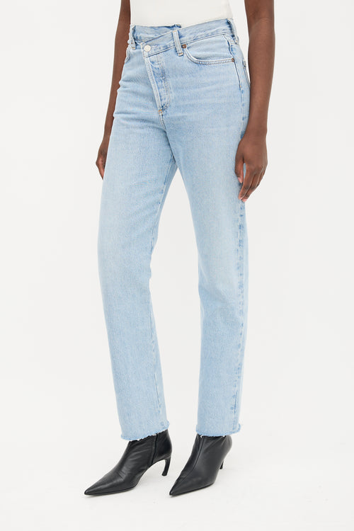  Light Wash Criss Cross Jeans