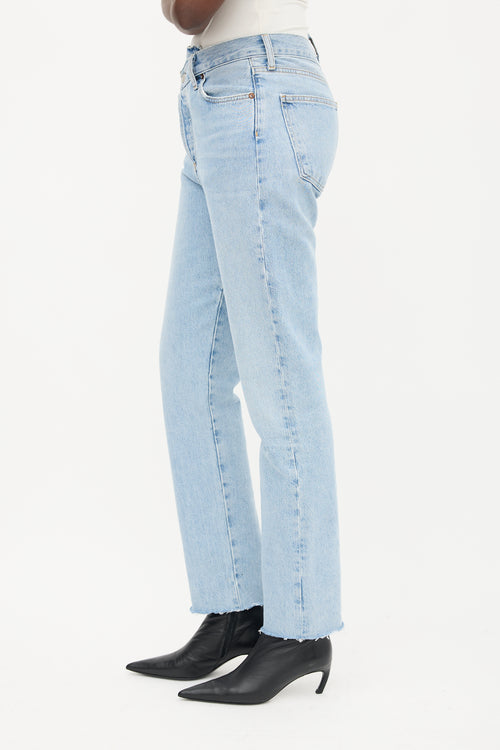  Light Wash Criss Cross Jeans