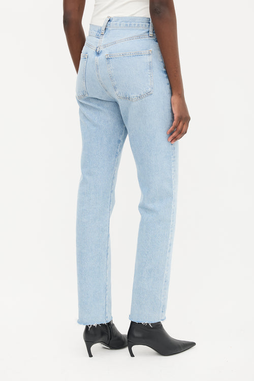  Light Wash Criss Cross Jeans