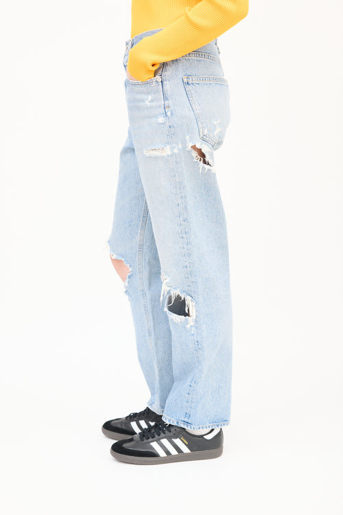 Agolde Light Wash Drop Seat Distressed Jeans