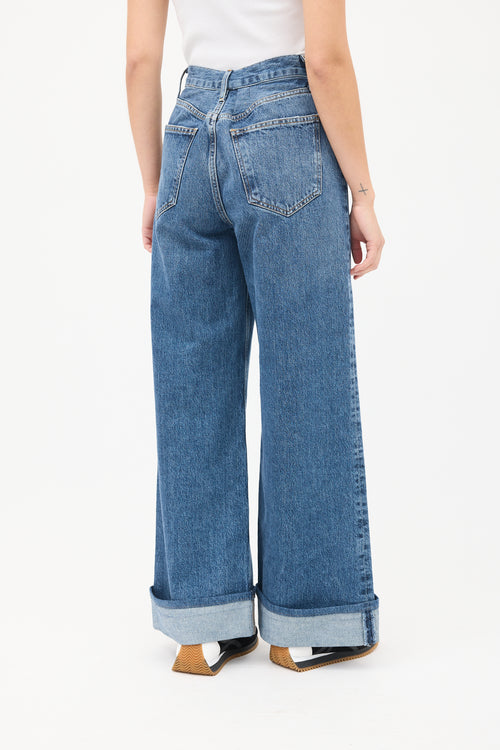 Agolde Medium Wash Dame Cuffed Wide Leg Jeans