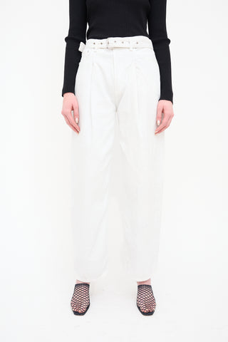 Agolde White Belted Baggy Jeans