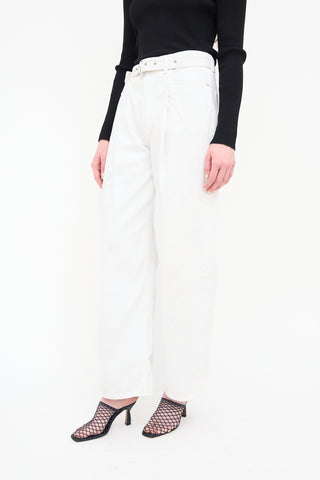 Agolde White Belted Baggy Jeans